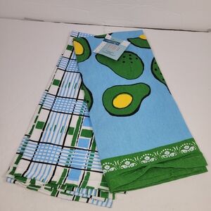 The Spring Shop Avocado and Plaid Kitchen Tea Towels - Blue, Green, Yellow